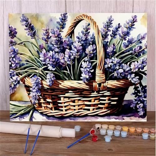 DIY Malen Nach Zahlen Erwachsene Blumenkorb Paint by Numbers Kit mit Rahmen,mit Pinseln und Acrylfarben Handgemalt Ölgemälde für Home Décor Geschenk - 30x40cm von Senyanr