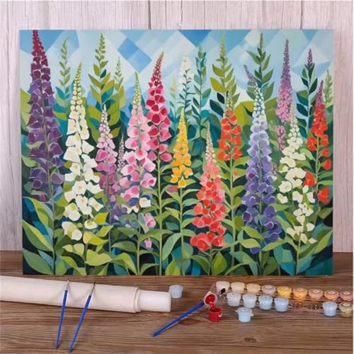 DIY Malen Nach Zahlen Erwachsene Bunte Blume Paint by Numbers Kit mit Rahmen,mit Pinseln und Acrylfarben Handgemalt Ölgemälde für Home Décor Geschenk - 55x70cm von Senyanr