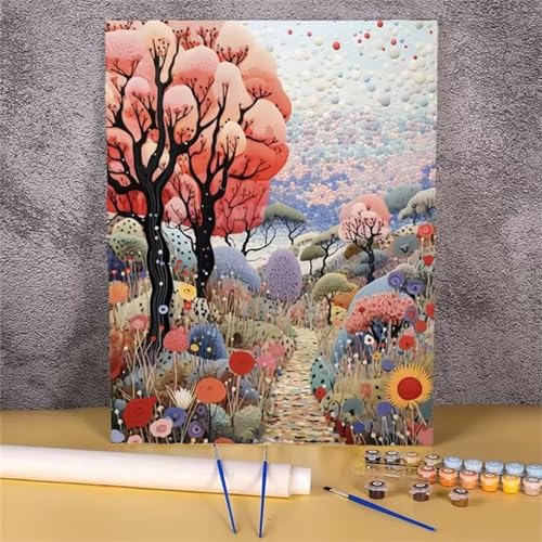 DIY Malen Nach Zahlen Erwachsene Cartoon-Landschaft Paint by Numbers Kit mit Rahmen,mit Pinseln und Acrylfarben Handgemalt Ölgemälde für Home Décor Geschenk - 50x65cm von Senyanr