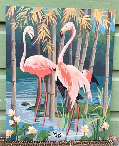 DIY Malen Nach Zahlen Erwachsene Flamingopflanze Paint by Numbers Kit mit Rahmen,mit Pinseln und Acrylfarben Handgemalt Ölgemälde für Home Décor Geschenk - 40x50cm von Senyanr