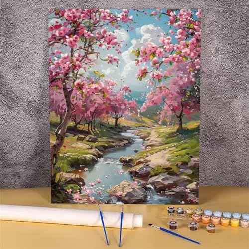 DIY Malen Nach Zahlen Erwachsene Flusssteine Paint by Numbers Kit mit Rahmen,mit Pinseln und Acrylfarben Handgemalt Ölgemälde für Home Décor Geschenk - 30x40cm von Senyanr