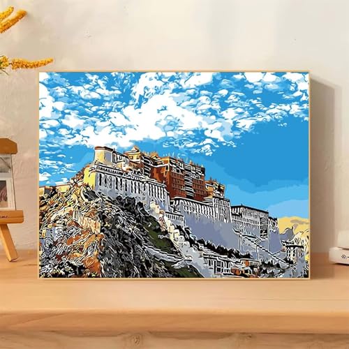 DIY Malen Nach Zahlen Erwachsene Majestätische Architektur Paint by Numbers Kit mit Rahmen,mit Pinseln und Acrylfarben Handgemalt Ölgemälde für Home Décor Geschenk - 40x50cm von Senyanr