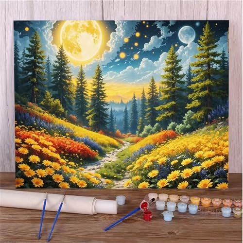 DIY Malen Nach Zahlen Erwachsene Mondwald Paint by Numbers Kit mit Rahmen,mit Pinseln und Acrylfarben Handgemalt Ölgemälde für Home Décor Geschenk - 40x50cm von Senyanr