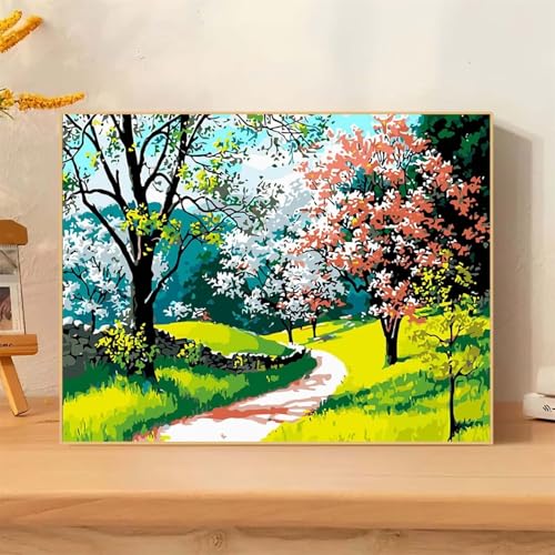 DIY Malen Nach Zahlen Erwachsene Wunderschöne Landschaft Paint by Numbers Kit mit Rahmen,mit Pinseln und Acrylfarben Handgemalt Ölgemälde für Home Décor Geschenk - 50x65cm von Senyanr