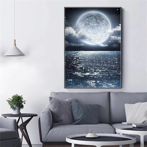 DIY Mondlandschaft Diamond Painting Erwachsene 5D Vierkant Diamant Painting Bilder für Anfänger,Vollbohrer Diamanten Malerei Stickerei Kreuzstich Kunst Bilder Home Wand Dekor 55x35cm von Senyanr