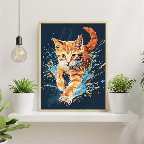 Malen Nach Zahlen Erwachsene,Süße Katze Paint by Numbers,DIY Tier Handgemalt Ölgemälde Kit Mit Pinseln und Acryl-Pigment(Ohne Rahmen) für Home Decor - 45x60cm von Senyanr