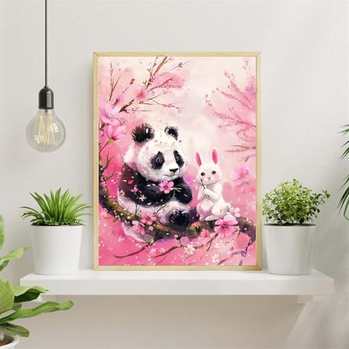 Malen Nach Zahlen Erwachsene,Tier Panda Paint by Numbers,DIY Kaninchen Handgemalt Ölgemälde Kit Mit Pinseln und Acryl-Pigment(Ohne Rahmen) für Home Decor - 45x60cm von Senyanr