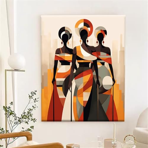 Malen Nach Zahlen für Erwachsene Afrikanische Frauen,DIY Handgemalt Ölgemälde Leinwand Set,mit Pinseln und Acrylfarben Paint by Numbers Kits für Home Dekor Geschenk (Ohne Rahmen) 40x50cm von Senyanr