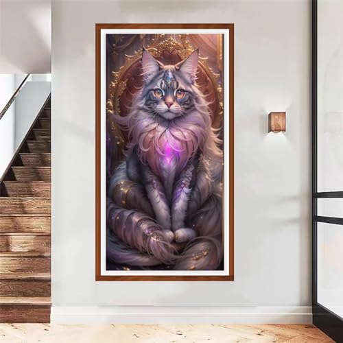 5D DIY Tier Katze Diamant Painting Bilder Erwachsene, Full Quadrat Drill Diamond Painting Bastelset, Anfänger Strass Stickerei malen nach zahlen, für Home Büro Eingang Wand Dekor 100x220cm YG-282 von Sepeoha