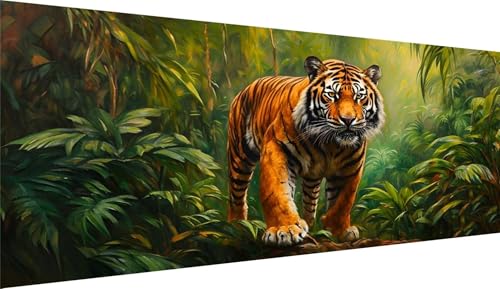 5D Diamant Painting Bilder Tiger, Diamant Painting Dschungel Diamond Painting Set,Diamond Painting XXL 70x140cm, Diamant Malerei Stickerei Bastelset Erwachsene Mosaik Diamond Art,für Home Décor S-2449 von Sepeoha