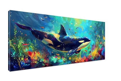 Delfin Malen Nach Zahlen Erwachsene DIY Malen Nach Zahlen Ozean Handgemalt Ölgemälde , Paint by Numbers Kit Mit Pinseln und Acrylfarbe (Rahmenlos 20x40cm) für Mädchen Geschenk Home Wall Decor H1-199 von Sepeoha