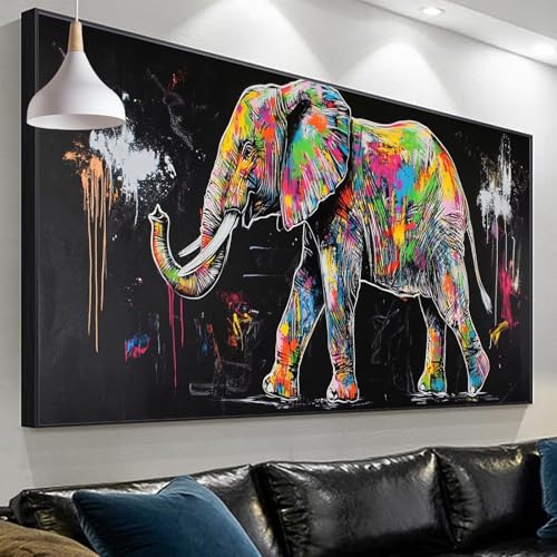 Diamond Painting Elefant Diamond Painting Erwachsene, 5D Diamond Painting Kinder Abstrakt Diamant Painting Bilder, DIY Diamant Painting Crystal Art Craft Set for Gift Wall Decoration 90x30cm SP-273 von Sepeoha