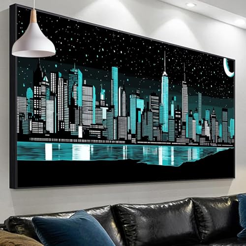 Diamond Painting Erwachsene Abstrakt Diamond Painting Stadt, Diamond Painting xxl 90x30cm/11.8x35.4in, DIY Painting by Numbers Mosaic Making Diamond Painting Set for Home Wall Decor Geschenke SP-220 von Sepeoha