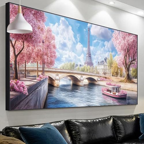 Diamond Painting Erwachsene Boot, Eiffelturm Diamond Painting xxl 180x60cm/23.6x70.8in, DIY Diamonds Paintings, Malen nach Zahlen Diamond Painting Set for Home Wall Decor, Geschenke für Männer SP-696 von Sepeoha