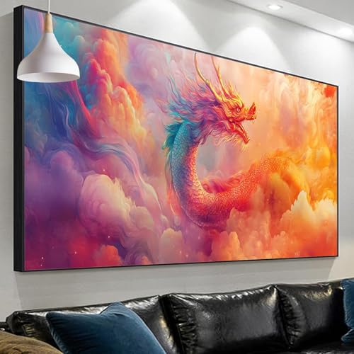 Diamond Painting Erwachsene Drachen Diamond Painting Wolken, Diamond Painting xxl 120x40cm/15.7x47.2in, DIY Painting by Numbers Mosaic Making Diamond Painting Set for Home Wall Decor Geschenke SP-272 von Sepeoha