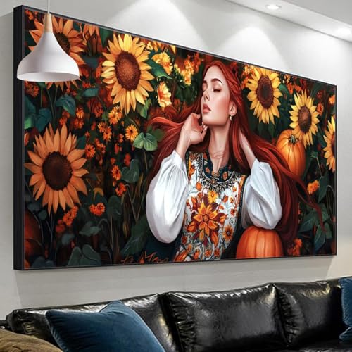 Diamond Painting Erwachsene Frau Diamond Painting Sonnenblume, Diamond Painting xxl 90x30cm/11.8x35.4in, DIY Painting by Numbers Diamond Painting Set for Home Wall Decor, Geschenke für Männer SP-214 von Sepeoha