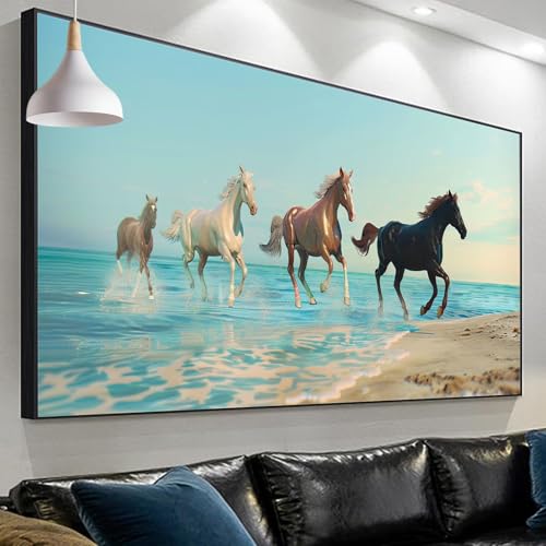 Diamond Painting Erwachsene Pferd, Strand 1 Diamond Painting xxl 150x50cm/19.6x59.0in, DIY Diamonds Paintings, Malen nach Zahlen Mosaic Making Diamond Painting Set for Home Wall Decor Geschenke SP-700 von Sepeoha