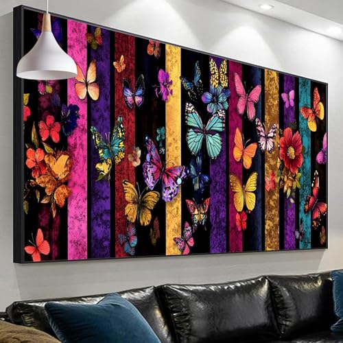 Diamond Painting Erwachsene Schmetterling Diamond Painting Blume 1, Diamond Painting xxl 90x30cm/11.8x35.4in, Painting by Numbers Diamond Painting Set for Home Wall Decor, Geschenke für Männer SP-282 von Sepeoha