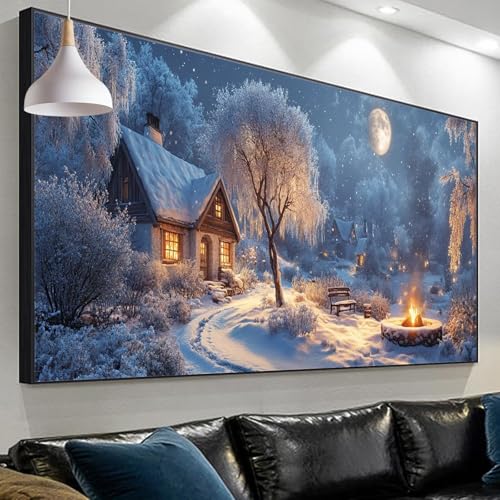 Diamond Painting Erwachsene Schnee Diamond Painting Kabine, Diamond Painting xxl 90x30cm/11.8x35.4in, DIY Painting by Numbers Mosaic Making Diamond Painting Set for Home Wall Decor Geschenke SP-204 von Sepeoha