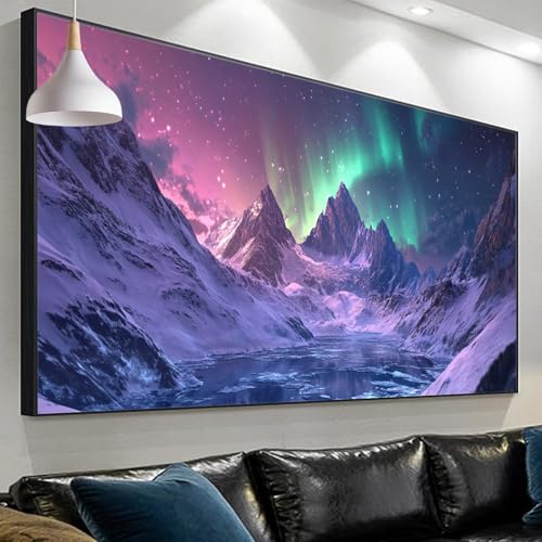 Diamond Painting Erwachsene Schnee Diamond Painting Polarlicht, Diamond Painting xxl 90x30cm/11.8x35.4in, DIY Painting by Numbers Diamond Painting Set for Home Wall Decor, Geschenke für Männer SP-240 von Sepeoha