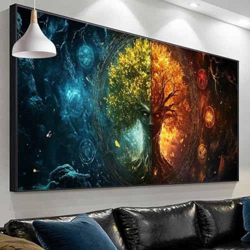 Diamond Painting Farbe Diamond Painting Erwachsene, 5D Diamond Painting Kinder Baum Diamant Painting Bilder, DIY Diamant Painting Crystal Art Craft Set for Wall Decoration Geschenke 120x40cm SP-261 von Sepeoha