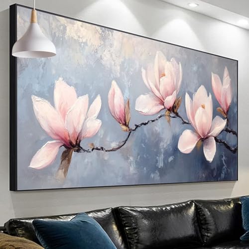 Diamond Painting Magnolie Diamond Painting Erwachsene, 5D Rosa Diamant Paintings Bilder Kinder, DIY Diamant Paintings Diamonds Crystal Art Craft Set for Geschenke Wall Decoration 300x100cm SP-705 von Sepeoha