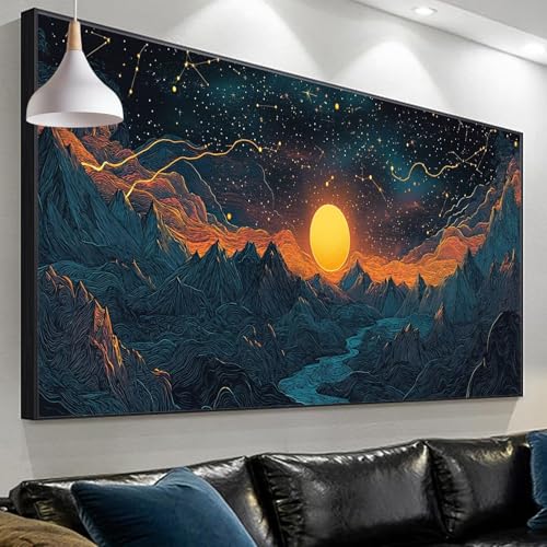 Diamond Painting Mond Diamond Painting Erwachsene, 5D Diamond Painting Kinder Sternenhimmel Diamant Painting Bilder, DIY Diamant Painting Crystal Art Craft for Gift Wall Decoration 120x40cm SP-253 von Sepeoha