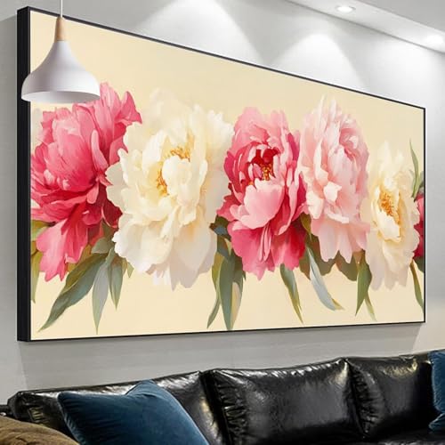 Diamond Painting Pfingstrose Diamond Painting Erwachsene, 5D Diamond Painting Kinder Blume Diamant Painting Bilder, DIY Diamant Painting Crystal Art Craft for Gift Wall Decoration 120x40cm SP-231 von Sepeoha