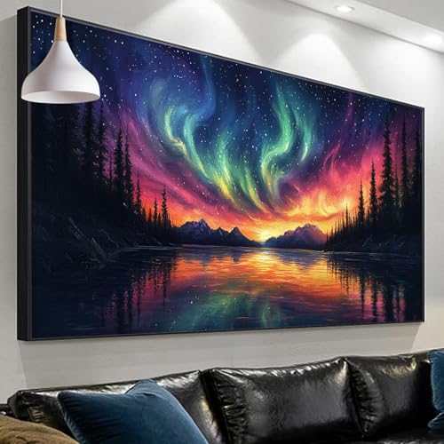 Diamond Painting Polarlicht Diamond Painting Erwachsene, 5D Diamond Painting Kinder Landschaft Diamant Painting Bilder, DIY Diamant Painting Crystal Art Craft Geschenke Wall Decoratio 120x40cm SP-249 von Sepeoha