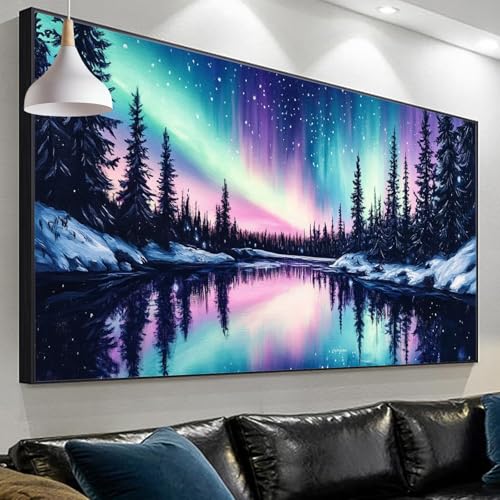 Diamond Painting Polarlicht Diamond Painting Erwachsene, 5D Sternenhimmel Diamant Painting Bilder Kinder, DIY Diamant Paintings Diamonds Crystal Art Craft Geschenke Wall Decoratio 150x50cm SP-709 von Sepeoha