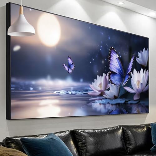 Diamond Painting Schmetterling Diamond Painting Erwachsene, 5D Lotus Diamant Paintings Bilder Kinder, DIY Diamant Paintings Diamonds Crystal Art Wall Decoration Geschenke für Frauen 300x100cm SP-707 von Sepeoha