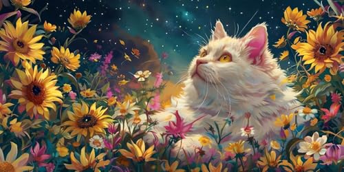 Diamond Painting Sonnenblume Diamant Painting Bilder Katze Diamond Painting Erwachsene DIY Diamond Painting Bastelset Diamant Stickerei Art Leinwand Painting Room Deko, Mädchen Geschenke 16x28in N1-70 von Sepeoha