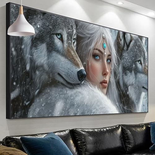 Diamond Painting Wolf Diamond Painting Erwachsene, 5D Diamond Painting Kinder Frau Diamant Painting Bilder, DIY Diamant Painting Crystal Art Craft Set for Wall Decoration Geschenke 270x90cm SP-215 von Sepeoha