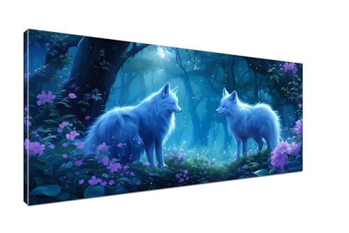 Dschungel Malen Nach Zahlen Erwachsene DIY Malen Nach Zahlen Wolf Handgemalt Ölgemälde , Paint by Numbers Kit Mit Pinseln und Acrylfarbe (Rahmenlos 20x40cm) für Mädchen Geschenk Home Wall Decor H1-103 von Sepeoha