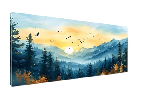 Malen Nach Zahlen Landschaft, DIY Malen Nach Zahlen Erwachsene Vogel, Paint by Numbers Kit für Anfänger Malen Nach Zahlen Set mit Pinseln und Acrylpigment, Deko Wohnzimmer Ohne Rahmen 20x40cm H1-164 von Sepeoha