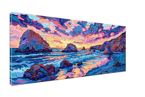 Malen Nach Zahlen abstrakt, DIY Malen Nach Zahlen Erwachsene Strand, Paint by Numbers Kit für Anfänger Malen Nach Zahlen Set mit Pinseln und Acrylpigment für Deko Wohnzimmer Ohne Rahmen 20x40cm H1-90 von Sepeoha