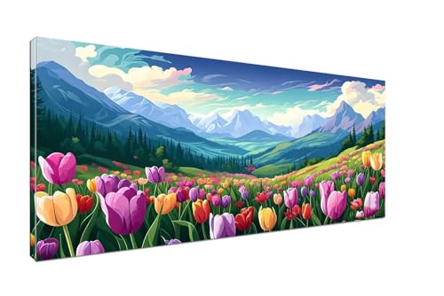 Malerei Malen Nach Zahlen Erwachsene DIY Malen Nach Zahlen Landschaft Handgemalt Ölgemälde, Paint by Numbers Kit Mit Pinseln und Acrylfarbe (Rahmenlos 20x40cm) Mädchen Geschenk Home Wall Decor H1-259 von Sepeoha