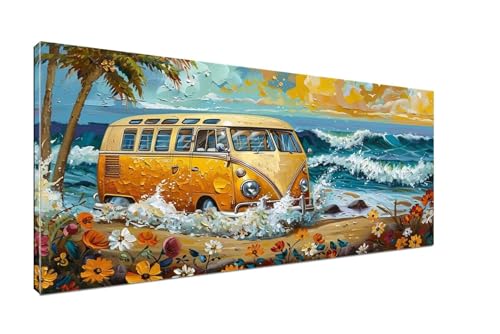 Meer Malen Nach Zahlen Erwachsene DIY Malen Nach Zahlen Bus Handgemalt Ölgemälde für Anfänger, Paint by Numbers Kit Mit Pinseln und Acrylfarbe (Rahmenlos 20x40cm) Mädchen Geschenk Home Decor H1-107 von Sepeoha