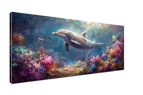 Meeresboden Malen Nach Zahlen Erwachsene DIY Malen Nach Zahlen Delfin Handgemalt Ölgemälde, Paint by Numbers Kit Mit Pinseln und Acrylfarbe (Rahmenlos 20x40cm) Mädchen Geschenk Home Wall Decor H1-193 von Sepeoha