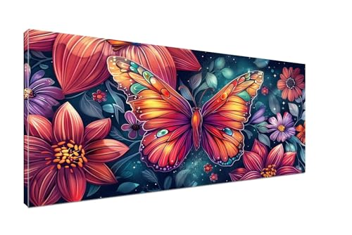 Schmetterling Malen Nach Zahlen Erwachsene DIY Malen Nach Zahlen Blume Handgemalt Ölgemälde, Paint by Numbers Kit Mit Pinseln und Acrylfarbe (Rahmenlos 20x40cm) Mädchen Geschenk Home Wall Decor H1-215 von Sepeoha