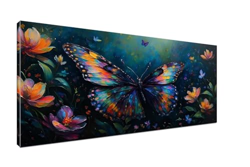 Schmetterling Malen Nach Zahlen Erwachsene DIY Malen Nach Zahlen Blumen Handgemalt Ölgemälde, Paint by Numbers Kit Mit Pinseln und Acrylfarbe (Rahmenlos 20x40cm) für Mädchen Geschenk Home Decor H1-217 von Sepeoha