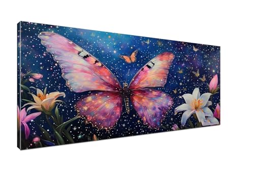 Schmetterling Malen Nach Zahlen Erwachsene DIY Malen Nach Zahlen Handgemalt Ölgemälde, Paint by Numbers Kit Mit Pinseln und Acrylfarbe (Rahmenlos 20x40cm) für Mädchen Geschenk Home Wall Decor H1-221 von Sepeoha