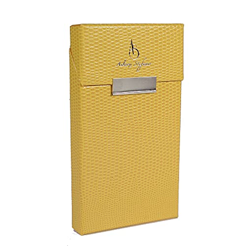 Zigarettenetui für ca. 18 Slim 100's Zigaretten Box praktisch mit verdecktem Magnetverschluss Zigarettenbox Etui flach stylish Adami Stefano (Lizard Yellow) von Sepilo