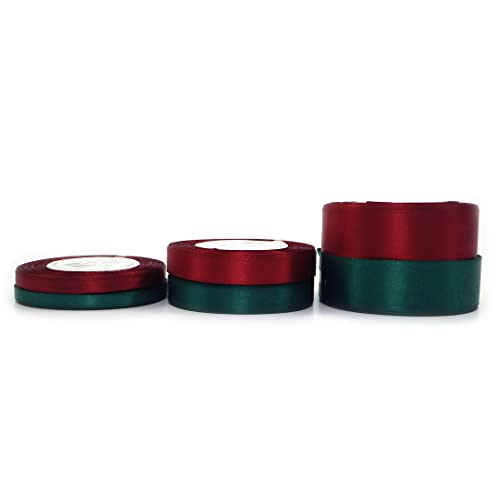 Set 2 Farben Weihnachten Advent Herbst Satinband Schleifenband Dekoband Band Bastelband Geschenkband Nähband Zierband Satin Weinrot Dunkelrot Bordeaux Dunkelgrün 0,11EUR/M (6 mm) von Sepkina