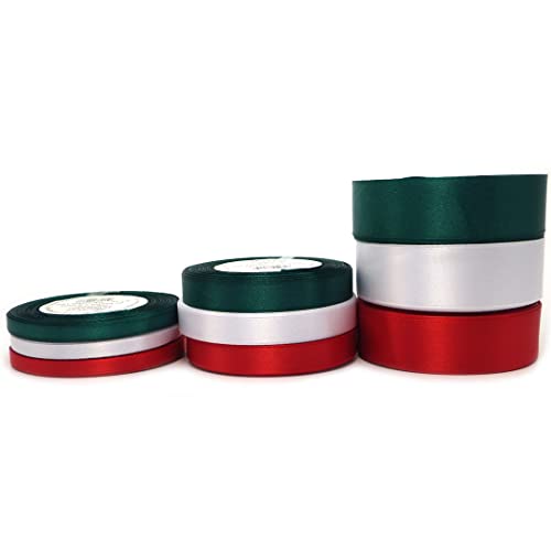 Set 3 Farben Satinband Schleifenband Dekoband Band Bastelband Geschenkband Nähband Zierband Italia Italy dunkelgrün weiss rot 6 12 25mm 0,11€/M (6 mm) von Sepkina