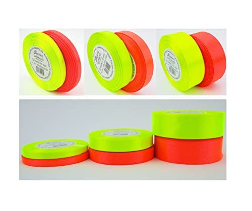 Set zwei Farben Neongelb und Neonorange Satinband Neon Schleifenband Dekoband Band Bastelband Zierband Satin Set (12 mm) von Sepkina