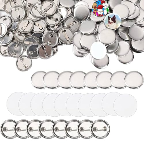 Seprendi 600 Pcs Blank Button Making Supplies 25Mm/1Inch Back Button Pin Making Kit Metal Badge Parts for Button Making Machine von Seprendi