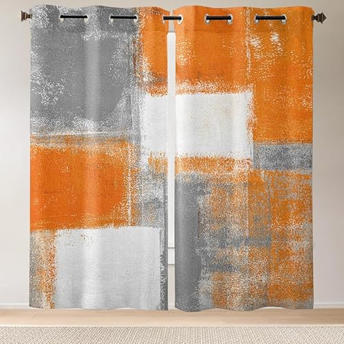 Septem Thermovorhang Kälteschutz Orange Superweichen Vorhängen, Fensterbehandlung, Verdunkelungsvorhänge Für Schlafzimmer/Wohnzimmer,Kinderzimmer,Wärmeisolierten Mit Ösen132X160 von Septem