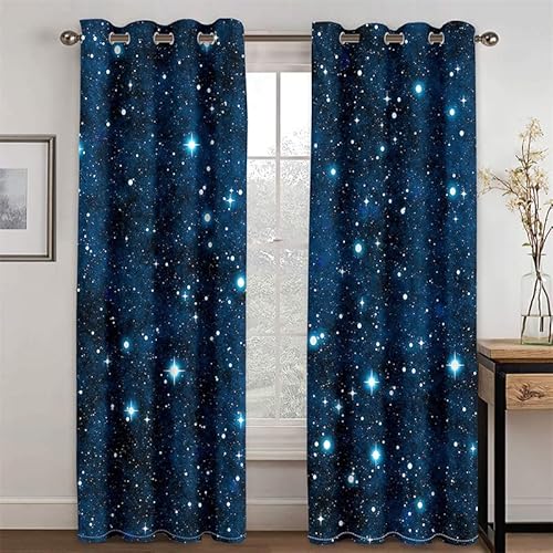 Septem Thermovorhang Kälteschutz Sternenhimmel Verdunkelungsvorhänge Mit Ösen,Wohnzimmer Gardinen Vorhang Blickdicht Blackout Curtains for Living Room,Wärmeisolierende Vorhänge,117X137 von Septem