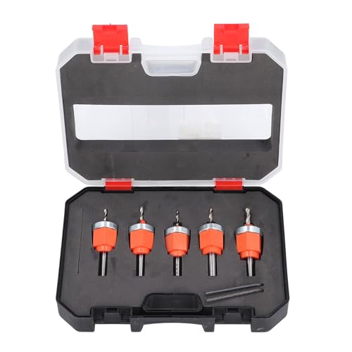 Septpenta Countersink Bohrbohrbit Set, 5 Teilige Einstellbare Tiefenöffner Sprüche Bohrwerkzeugkit, Streifenschraubenmutter und Bolzenbohrerwerkzeug, Hardware von Septpenta